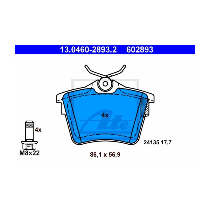 ATE Bremsbelagsatz, Scheibenbremse 13.0460-2893.2