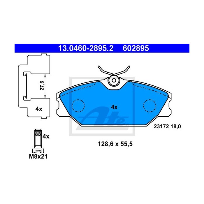 ATE Bremsbelagsatz, Scheibenbremse 13.0460-2895.2