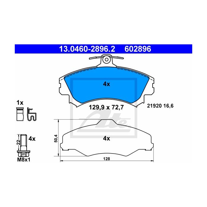 ATE Bremsbelagsatz, Scheibenbremse 13.0460-2896.2