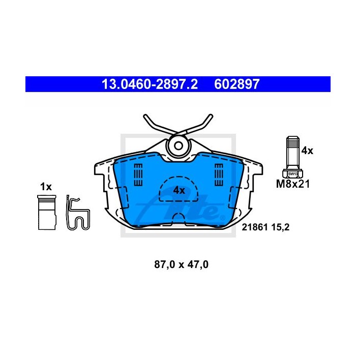 ATE Bremsbelagsatz, Scheibenbremse 13.0460-2897.2