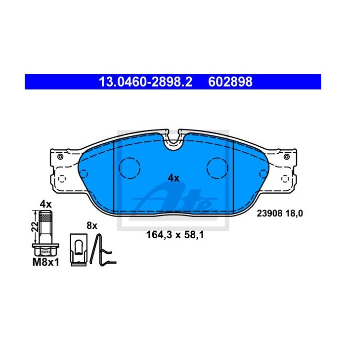 ATE Bremsbelagsatz, Scheibenbremse 13.0460-2898.2