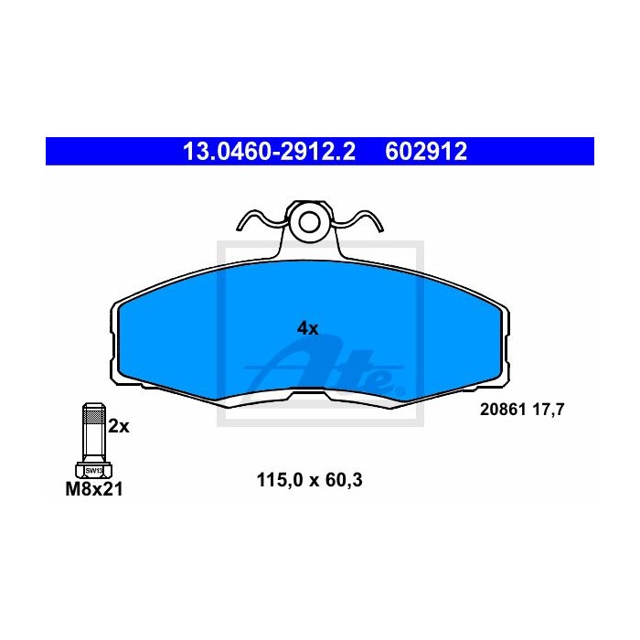 ATE Bremsbelagsatz, Scheibenbremse 13.0460-2912.2