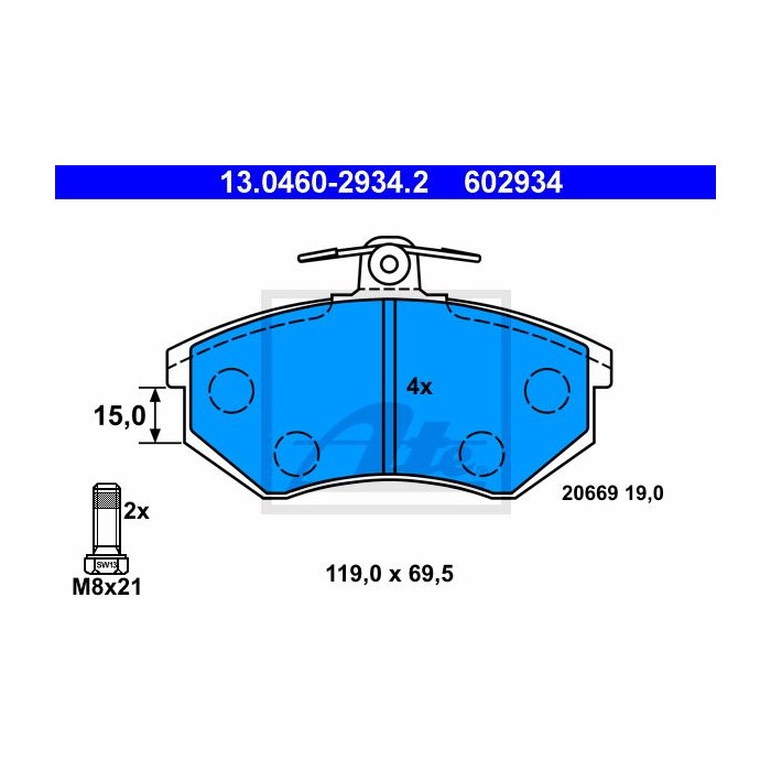ATE Bremsbelagsatz, Scheibenbremse 13.0460-2934.2
