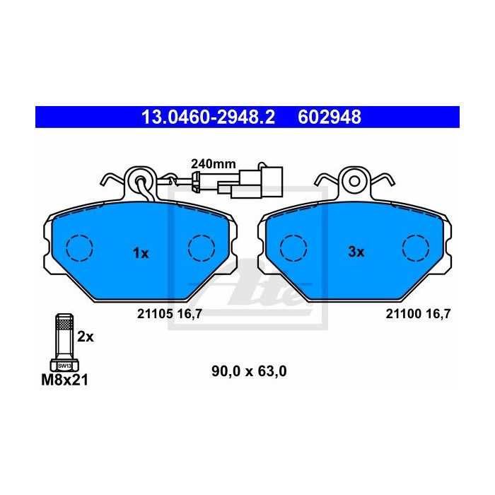 ATE Bremsbelagsatz, Scheibenbremse 13.0460-2948.2