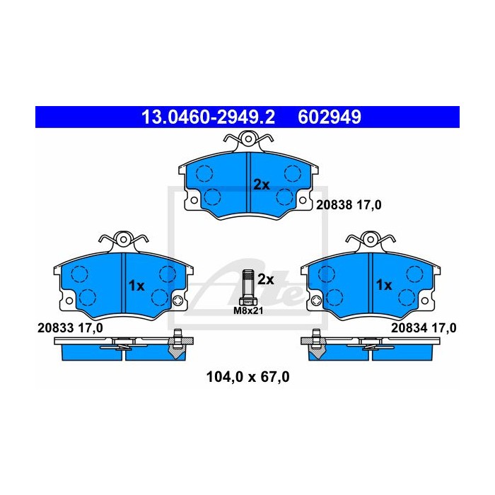 ATE Bremsbelagsatz, Scheibenbremse 13.0460-2949.2