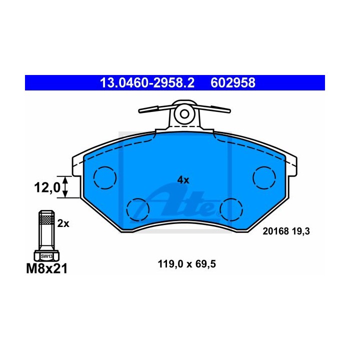 ATE Bremsbelagsatz, Scheibenbremse 13.0460-2958.2