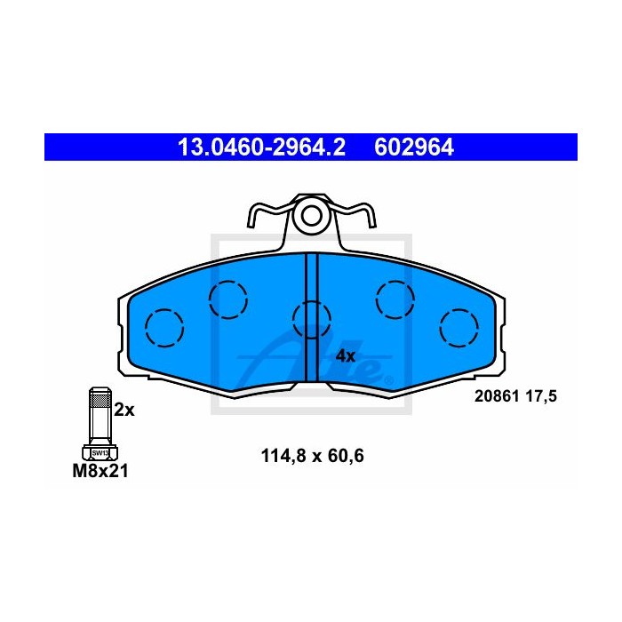 ATE Bremsbelagsatz, Scheibenbremse 13.0460-2964.2