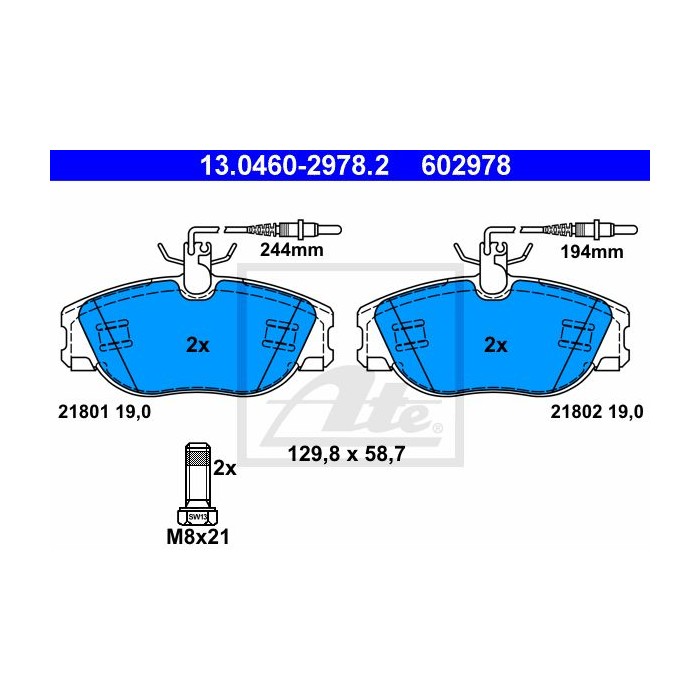 ATE Bremsbelagsatz, Scheibenbremse 13.0460-2978.2