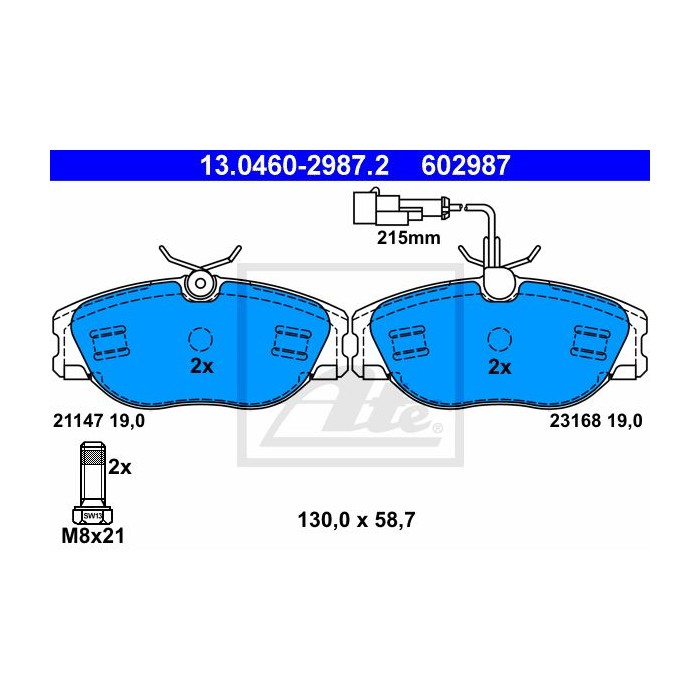 ATE Bremsbelagsatz, Scheibenbremse 13.0460-2987.2