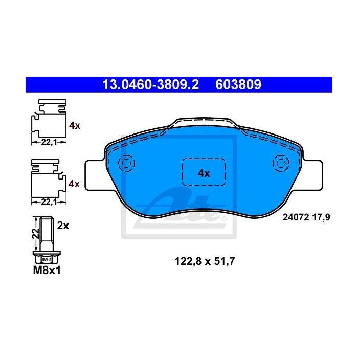 ATE Bremsbelagsatz, Scheibenbremse 13.0460-3809.2