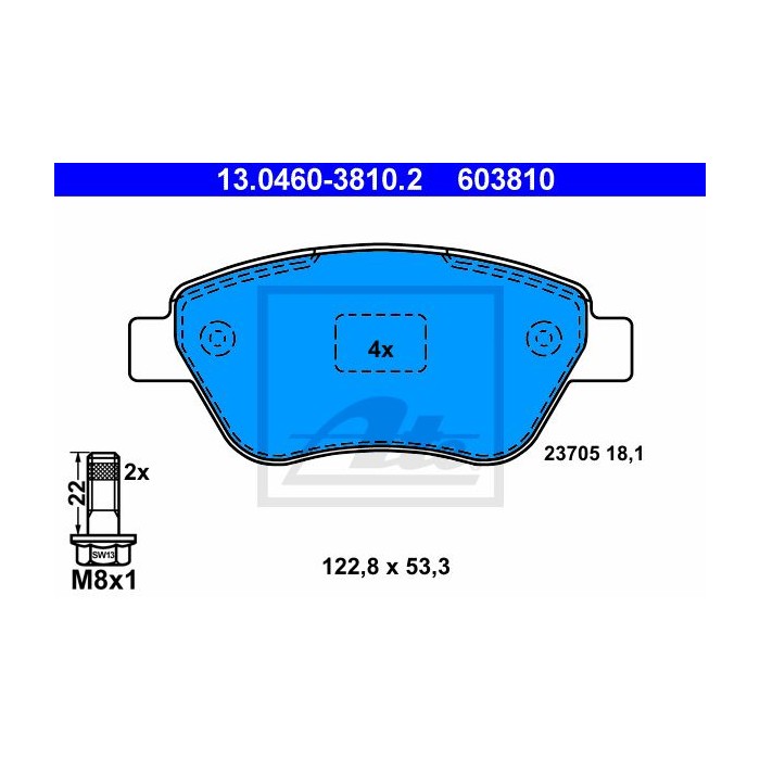 ATE Bremsbelagsatz, Scheibenbremse 13.0460-3810.2