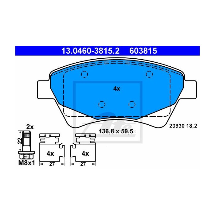 ATE Bremsbelagsatz, Scheibenbremse 13.0460-3815.2