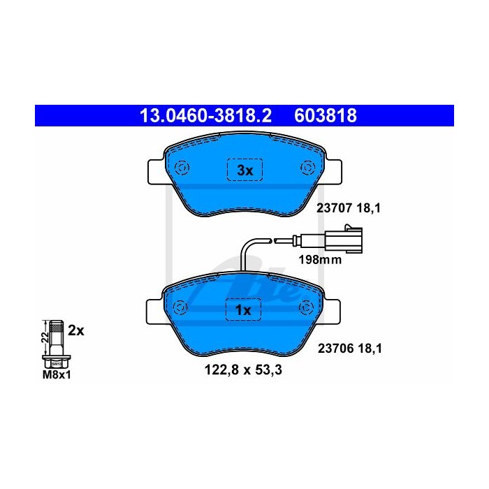 ATE Bremsbelagsatz, Scheibenbremse 13.0460-3818.2