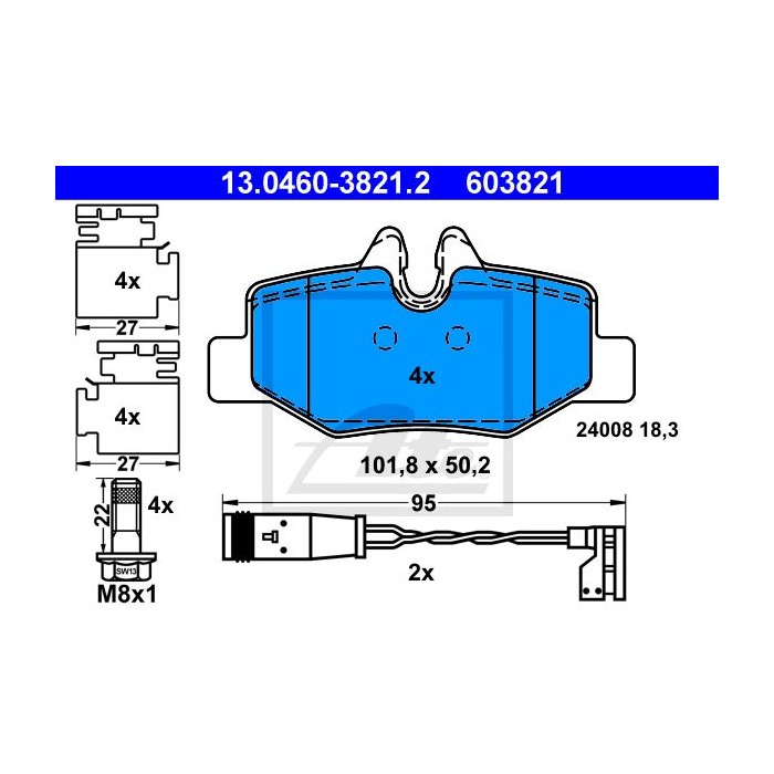 ATE Bremsbelagsatz, Scheibenbremse 13.0460-3821.2