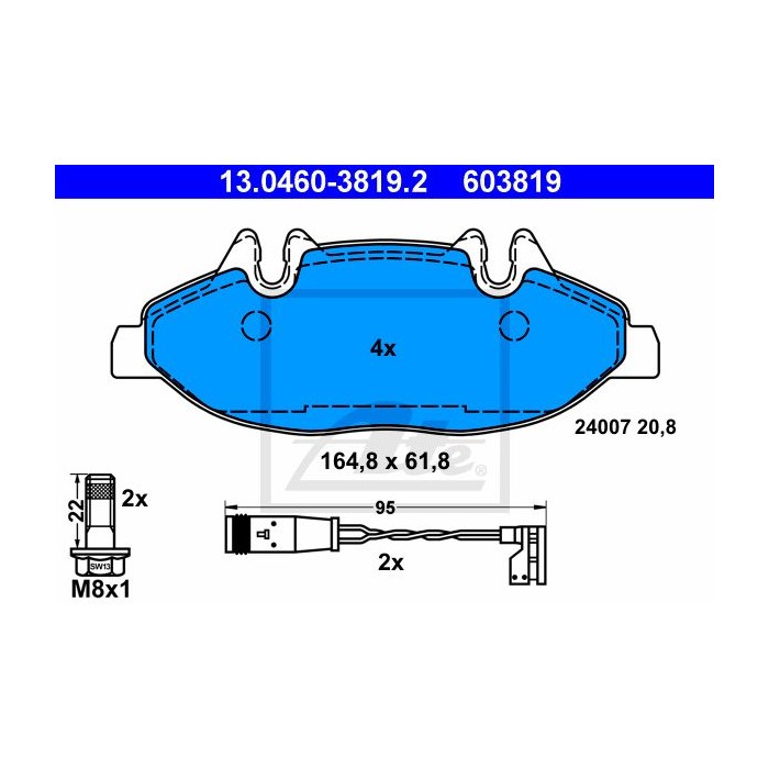 ATE Bremsbelagsatz, Scheibenbremse 13.0460-3819.2