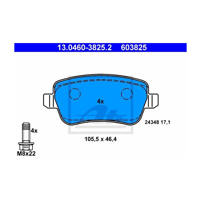 ATE Bremsbelagsatz, Scheibenbremse 13.0460-3825.2