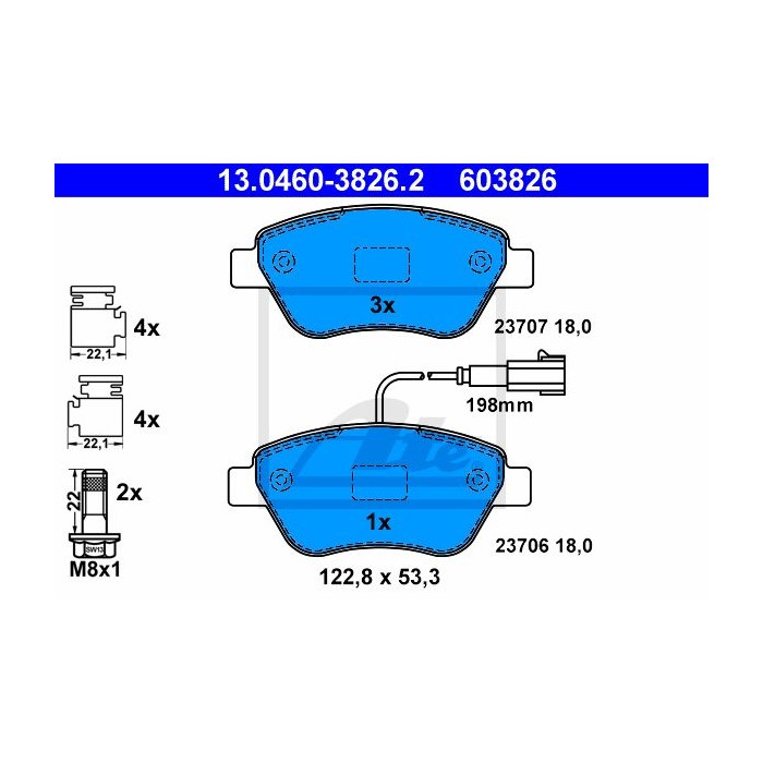 ATE Bremsbelagsatz, Scheibenbremse 13.0460-3826.2