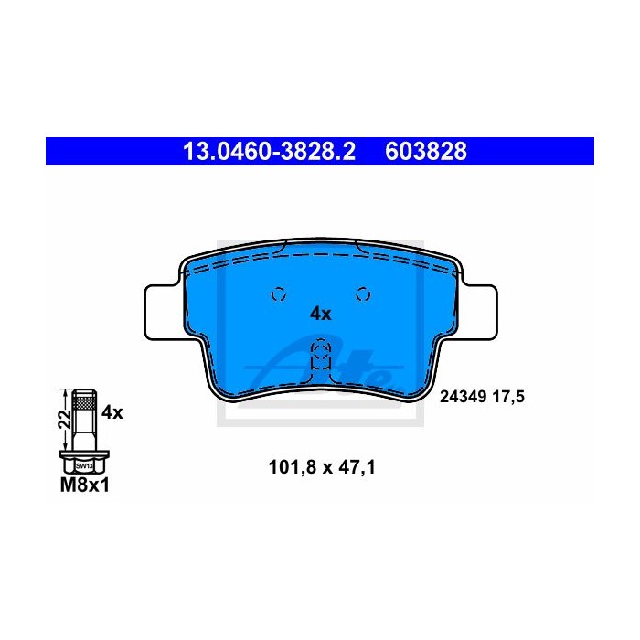 ATE Bremsbelagsatz, Scheibenbremse 13.0460-3828.2