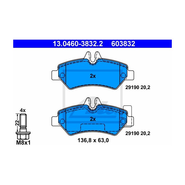 ATE Bremsbelagsatz, Scheibenbremse 13.0460-3832.2