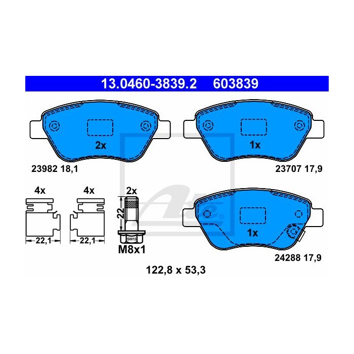 ATE Bremsbelagsatz, Scheibenbremse 13.0460-3839.2