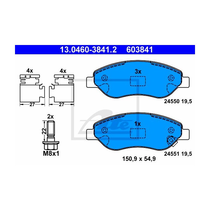 ATE Bremsbelagsatz, Scheibenbremse 13.0460-3841.2