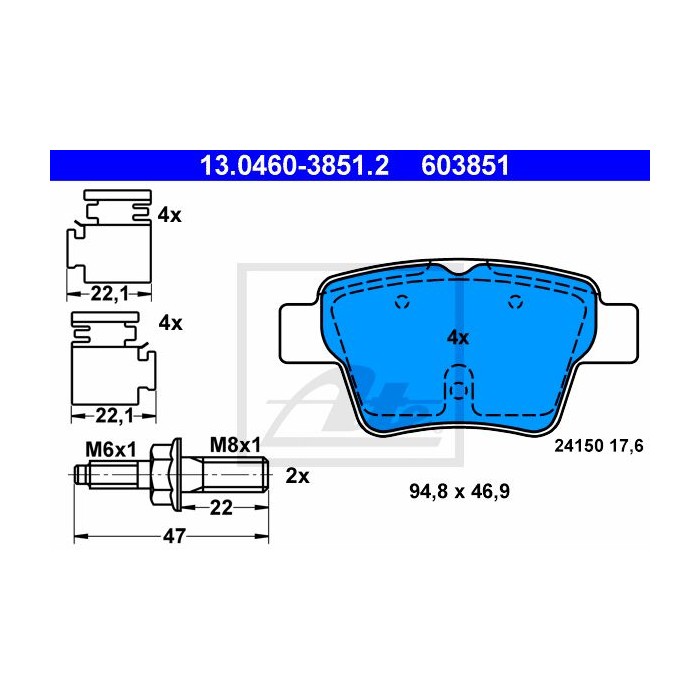 ATE Bremsbelagsatz, Scheibenbremse 13.0460-3851.2