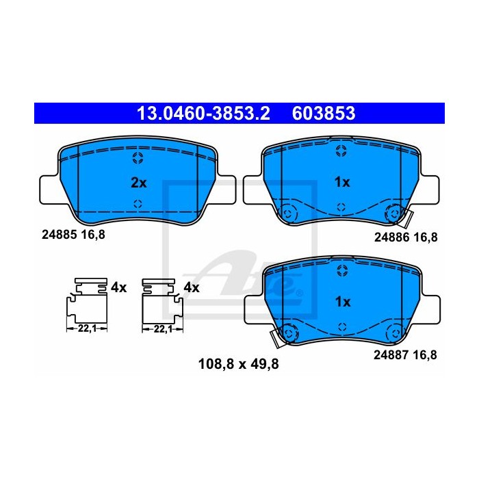 ATE Bremsbelagsatz, Scheibenbremse 13.0460-3853.2