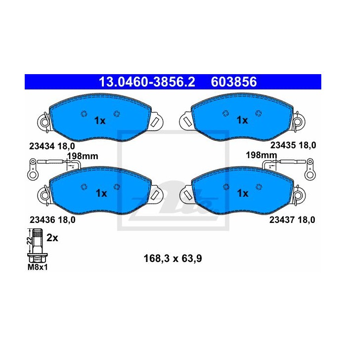 ATE Bremsbelagsatz, Scheibenbremse 13.0460-3856.2