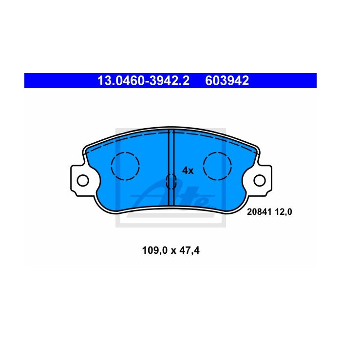 ATE Bremsbelagsatz, Scheibenbremse 13.0460-3942.2