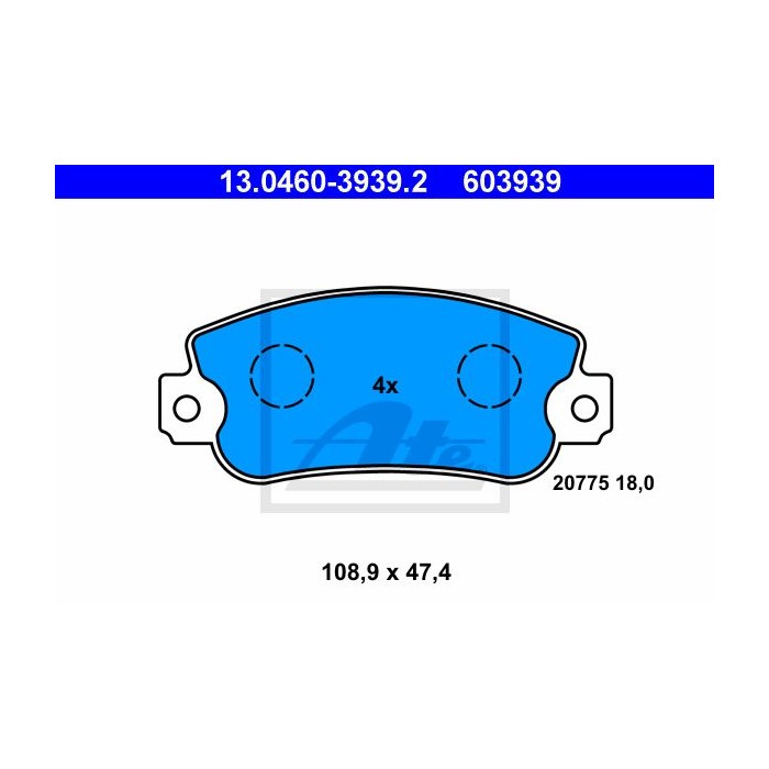 ATE Bremsbelagsatz, Scheibenbremse 13.0460-3939.2