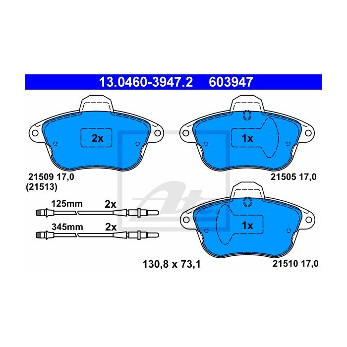 ATE Bremsbelagsatz, Scheibenbremse 13.0460-3947.2