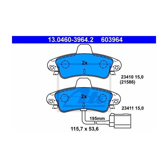 ATE Bremsbelagsatz, Scheibenbremse 13.0460-3964.2