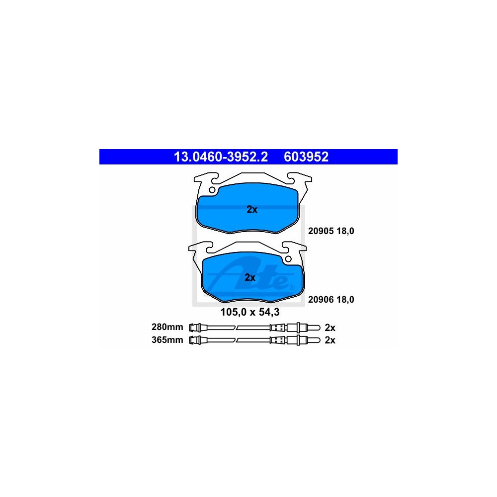 ATE Bremsbelagsatz, Scheibenbremse 13.0460-3952.2