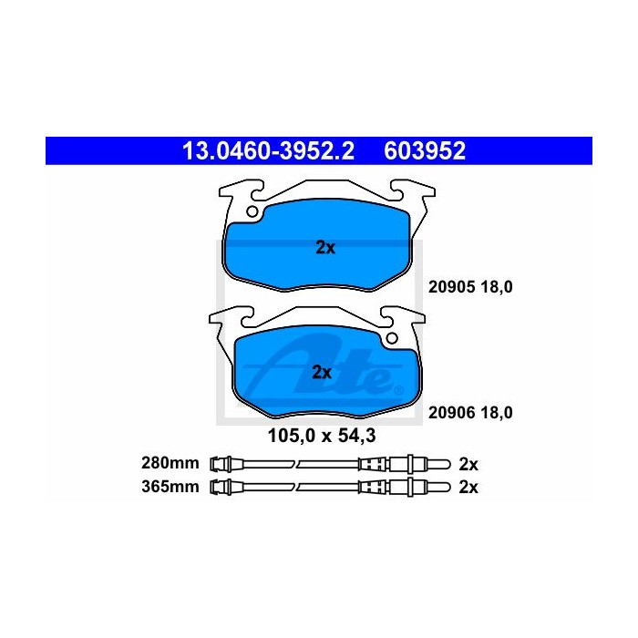 ATE Bremsbelagsatz, Scheibenbremse 13.0460-3952.2