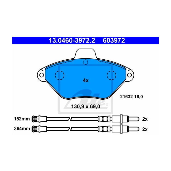ATE Bremsbelagsatz, Scheibenbremse 13.0460-3972.2