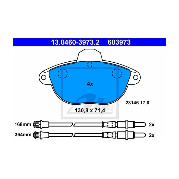 ATE Bremsbelagsatz, Scheibenbremse 13.0460-3973.2