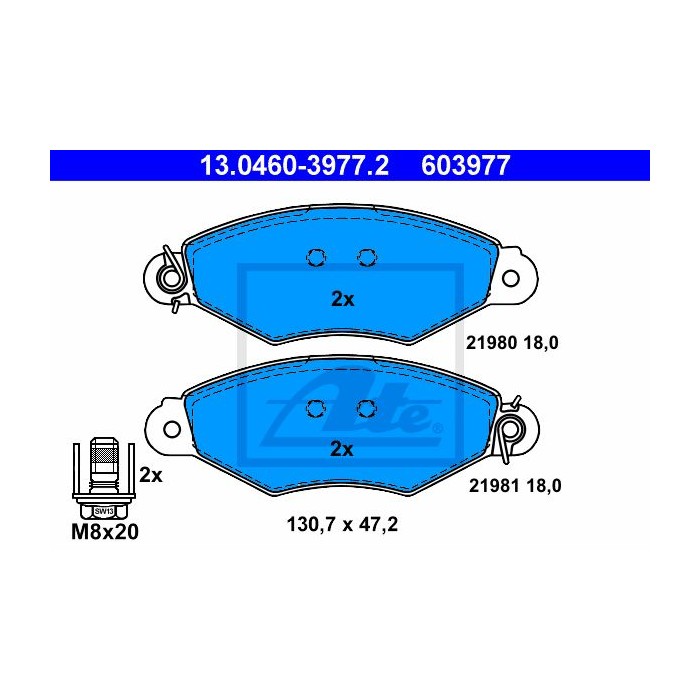 ATE Bremsbelagsatz, Scheibenbremse 13.0460-3977.2