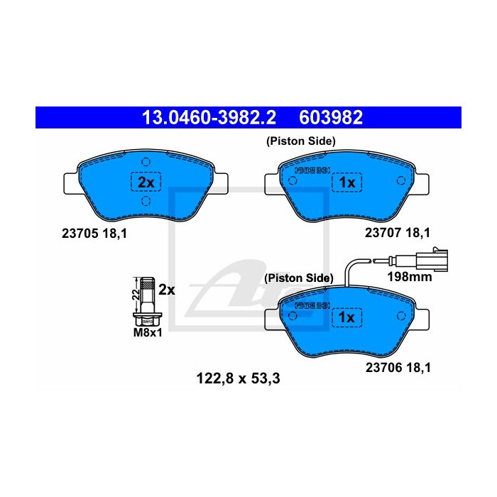 ATE Bremsbelagsatz, Scheibenbremse 13.0460-3982.2