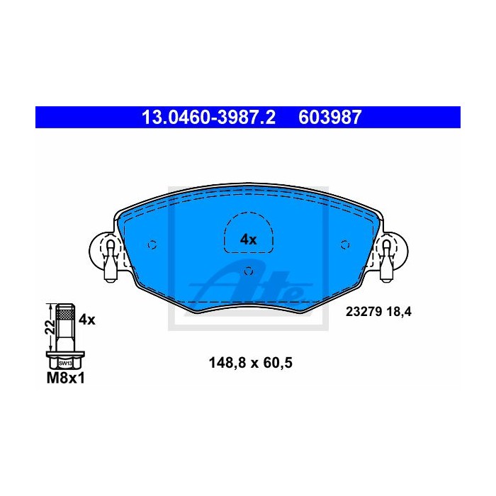 ATE Bremsbelagsatz, Scheibenbremse 13.0460-3987.2