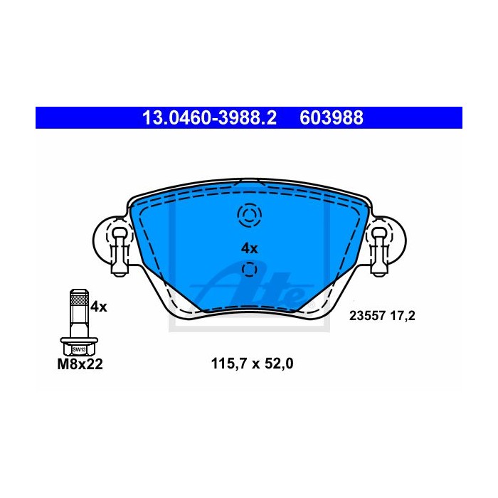 ATE Bremsbelagsatz, Scheibenbremse 13.0460-3988.2