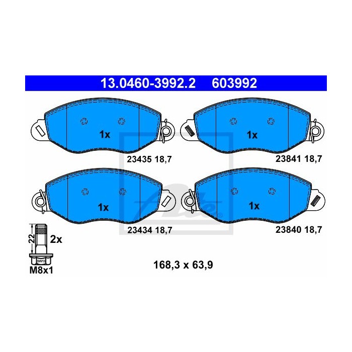 ATE Bremsbelagsatz, Scheibenbremse 13.0460-3992.2