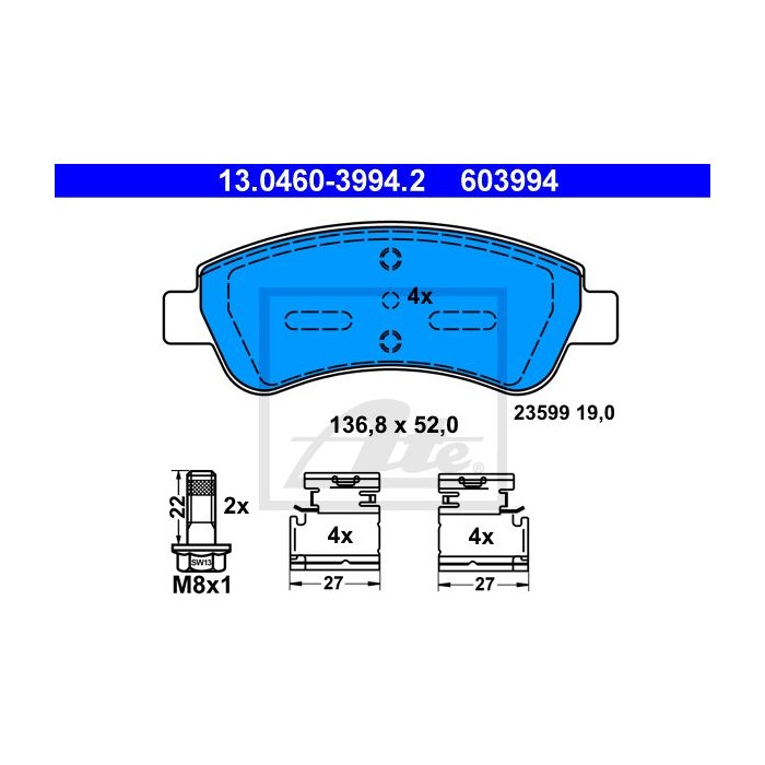 ATE Bremsbelagsatz, Scheibenbremse 13.0460-3994.2