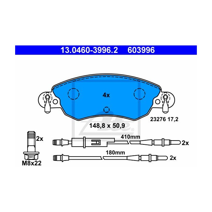 ATE Bremsbelagsatz, Scheibenbremse 13.0460-3996.2
