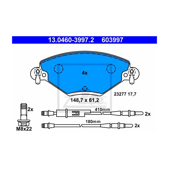 ATE Bremsbelagsatz, Scheibenbremse 13.0460-3997.2