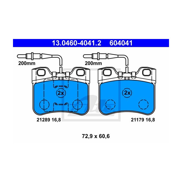ATE Bremsbelagsatz, Scheibenbremse 13.0460-4041.2