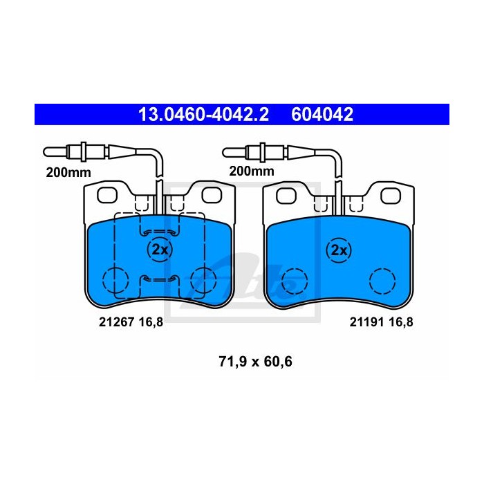 ATE Bremsbelagsatz, Scheibenbremse 13.0460-4042.2