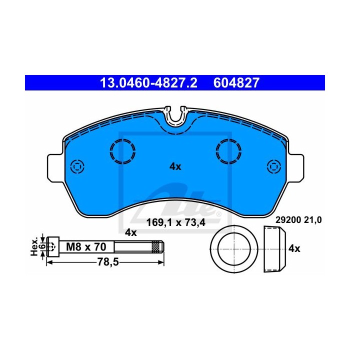 ATE Bremsbelagsatz, Scheibenbremse 13.0460-4827.2