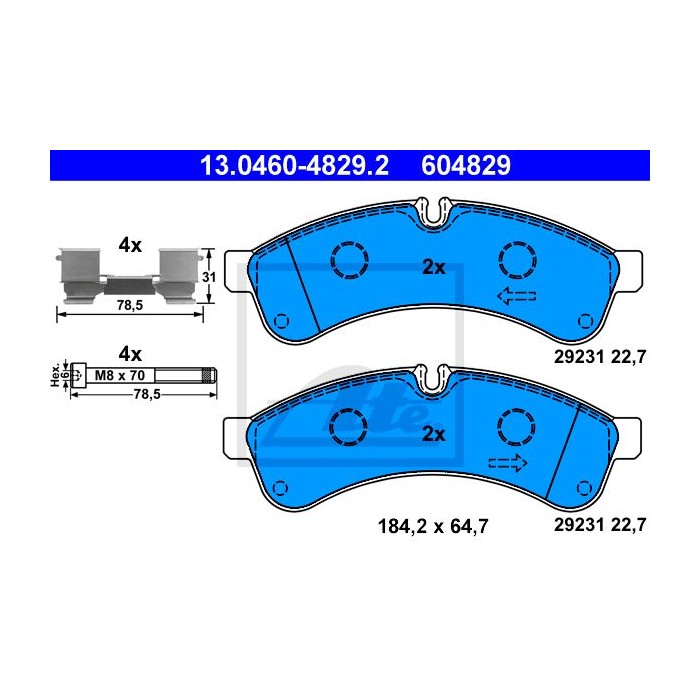 ATE Bremsbelagsatz, Scheibenbremse 13.0460-4829.2