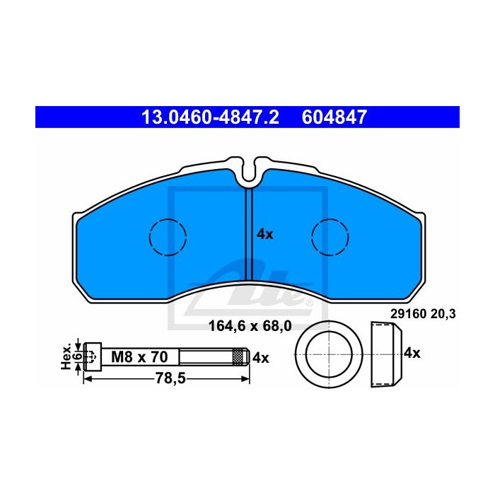 ATE Bremsbelagsatz, Scheibenbremse 13.0460-4847.2