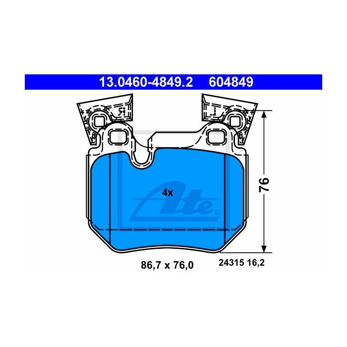 ATE Bremsbelagsatz, Scheibenbremse 13.0460-4849.2